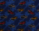 General Motors Hummers SUVs Tire Tracks Blue Cotton Fabric Print by Yard... - £8.57 GBP