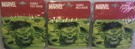 Hulk Marvel Adult Lot Of 3 Fabric Face Masks Green/Black-BRAND NEW-SHIP ... - £7.79 GBP