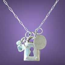 sterling silver necklace locket charms 18” Signed AE - £28.30 GBP