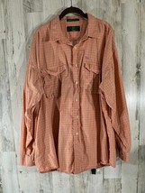 Orvis Mens Button Down Shirt Size XXL Peach Blue Plaid Vented Mesh Roll Tab - $29.67