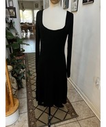 Ralph Lauren Womens M Black Scoop Neck Midi Dress Knit Viscose Blend *Soft* - $44.55