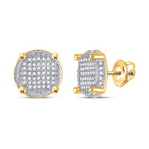 Diamond Round Stud Mens Cluster Earrings 10k Yellow Gold  1/4Cttw - $410.85