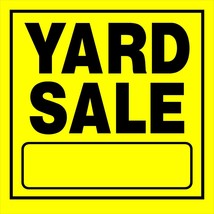 1  YARD Garage SALE SIGN 11&quot; x 11&quot; Yellow StUrDY Plastic w/ blank HILLMA... - $23.21