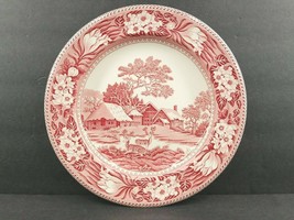 Wedgwood Fallow Deer Pink Serving Platter Vintage 12 1/2&quot; Large Round Chop Plate - £62.73 GBP