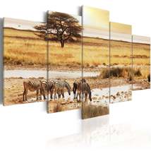 Tiptophomedecor Stretched Canvas Animal Art - Zebras On A Savannah - Stretched &amp; - £70.78 GBP+