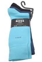 Hugo Boss  3 pack Men&#39;s Black Blue Turquoise Finest Cotton Socks  One Size 7-13 - £33.82 GBP