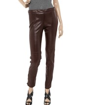 Leather Pants Leggings Skinny Waist Size Ladies Women Stretch Womens Brown 25 - £87.20 GBP
