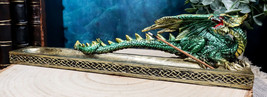 Medieval Celtic Green Dragon Roaring Incense Burner Holder Decorative Figurine - £17.57 GBP