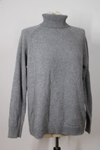 Lands End L Gray Cotton Nylon Wool Knit Raglan Sleeve Turtleneck Sweater - £20.16 GBP