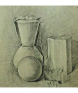 Vintage Original Signed Graphic Drawing. &quot;Still Life&quot; 1960s - £29.21 GBP