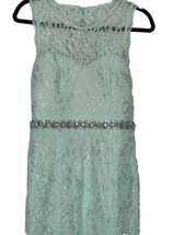 Light Green Formal Dress Juniors Lace Sequin Hearts Size 13 Evening Full... - $378.06 MXN