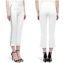 L&#39;agence Nadia Cropped Straight Jeans White Silver Tuxedo Stripe Stretch 25 - £49.14 GBP