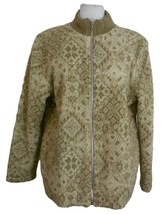 Napa Valley Womens Coat Size Medium Tan Fleece Full Zip Front Nordic Design - $11.88