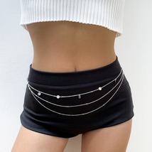 Silver-Plated Sequin Layered Waist Chain - £11.80 GBP