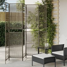 Room Divider 6 Panels Gray Poly Rattan - $3,771.82 MXN