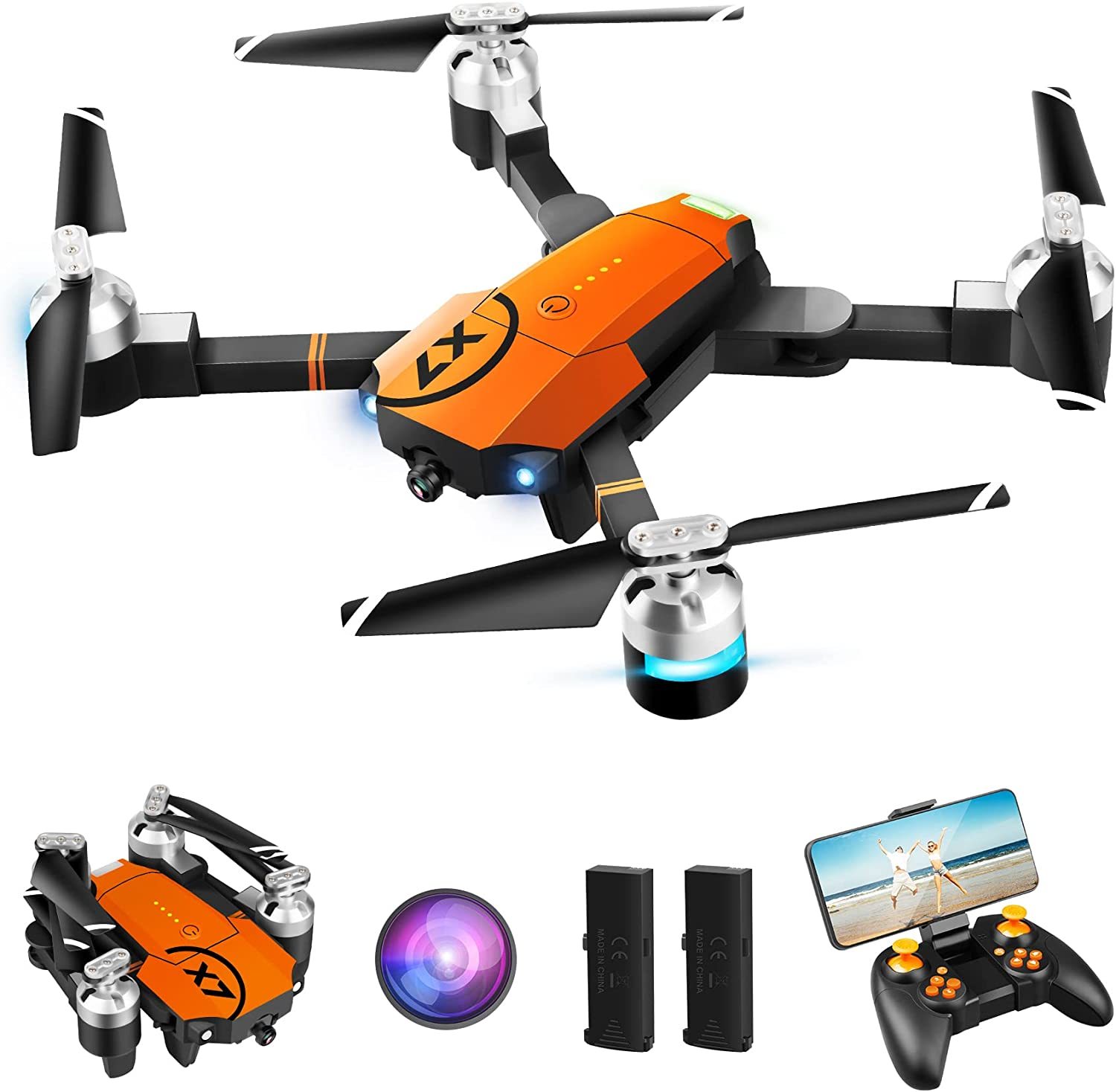 Drone with Camera for Adults, WiFi 1080P HD Camera FPV Live Video, RC Quadcopter - £62.34 GBP