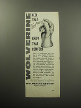 1957 Wolverine Gloves Ad - Feel that softness enjoy that comfort - £14.54 GBP