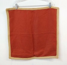 Pottery Barn 20 x 20 Burnt Orange 100% Linen Throw Pillow Cover Braided Trim - $48.37