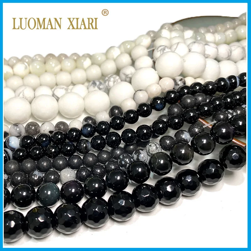 D black white agate turquoise obsidian labradorite for jewelry making diy bracelet thumb155 crop