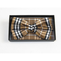 Men Bow Tie Hankie Set Formal Event For Tuxedo or Business Suit #BT23 Brown image 4