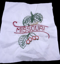 Missouri Embroidered Quilted Square Frameable Art State Needlepoint Vtg ... - $27.90