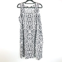 J. Jill Love Linen White Black Geometric Sleeveless Shift Dress S Tall - £30.26 GBP