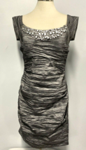 Alex Evenings Gray Embellished Cap Sleeve Fitted Cocktail Dress Size 8 - £18.56 GBP