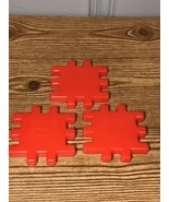 Lot Of 3 Little Tikes Wee Waffle BLOCKS 4&quot; Building Toys Red - £3.92 GBP