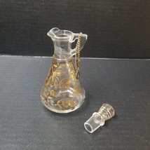 Glass Cruet Vintage Hazel Atlas Oil Bottle Handle Stopper Replacement Gold - $7.92