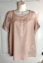 The Limited Short Sleeve Blush 1/2 Button Tunic Top Blouse Sheer Shoulder MED - £11.21 GBP