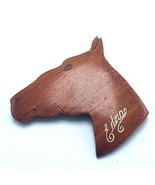 Vtg Handmade Wood Horse Head Folk Art Pinback &quot;Edna&quot; 3 1/2&quot; x 3 1/4&quot; - £14.51 GBP