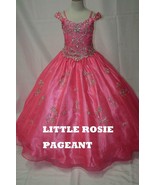 NEW* Little Rosie Girls Glitz Long Pageant Dress LR2029 Flamingo 12 $600 - $575.43 CAD