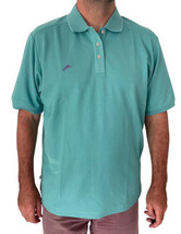 Tommy Bahama Mens Large Aqua Green Polo Shirt Marlin Supima Islandzone Casual - £15.96 GBP