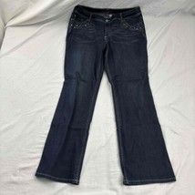 Chico&#39;s Womens Bootcut Jeans Dark Blue Embellished Size 2.5 Regular - $24.75