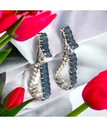 Vintage Silver Tone Blue Rhinestone Clip On Earrings - $606.08 MXN