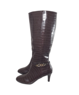 Karen Scott Womens Hanna Brown Croc Dress Wide Calf Knee High Boots Size 8.5 9.5 - £46.75 GBP