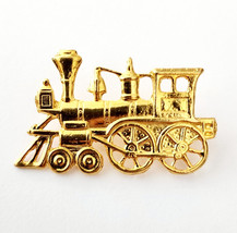 Train Pin Brooch Railroad Vintage Gold Tone Jewelry Railway Car Engine E99C - $29.99