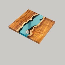 Sky Blue Resin Acacia Wood Epoxy Dining Custom Corridor Table Handmade Furniture - £126.14 GBP+