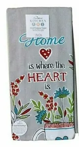 New Susan Winget &quot;Home Is Where The Heart Is&quot; Dual Purpose Cotton Kitchen Towel - £11.80 GBP