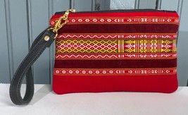 Womens Ladies Small Red Pattern Zip Handle Clutch Bag Purse - £7.68 GBP