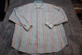 Tommy Bahama Relax Shirt Mens XL Blue Red Green Striped Button Up Long Sleeve - £18.14 GBP