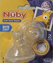 Nuby 0+M Vari-Flo Non-Drip Silicone Baby Nipples, Pack of 2, Anti-Colic - £5.42 GBP