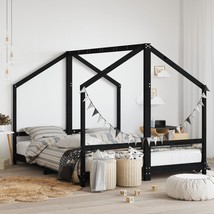 Kids Bed Frame Black 2x(80x200) cm Solid Wood Pine - $245.31