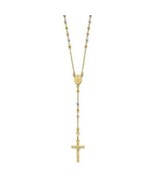 14K Tri-color Gold Polished Faceted Beads 24 inch Rosary Necklace - $1,807.72 CAD
