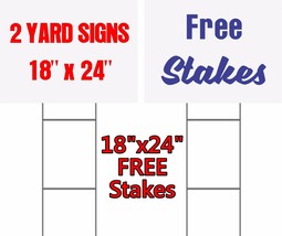 2 UNITS 18 x 24&quot; Yard Signs Custom FREE Stakes Commercial Signs  - £16.34 GBP