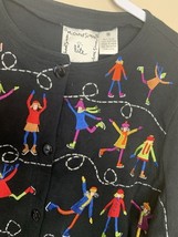 Michael Simon Lite Cotton Cardigan Ice Skating Vintage Womens M Black 90&#39;s - $68.43 CAD