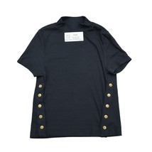 We The Free Shirt Women XS Black Short Sleeve Side Buttons Turtle Neck - £20.93 GBP