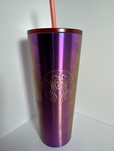 Starbucks Hot Pink Red Purple Ombre Metallic Venti Tumbler Cold Cup 24oz... - £20.57 GBP