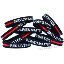Set of Red Lives Matter Wristbands, Thin RED Line Bracelet Lot Wholesale Bands - £1.20 GBP+