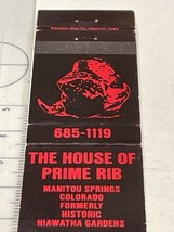 Vintage Matchbook Cover   The House Of Prime Bib   Manitou Springs, CO  gmg - £9.92 GBP